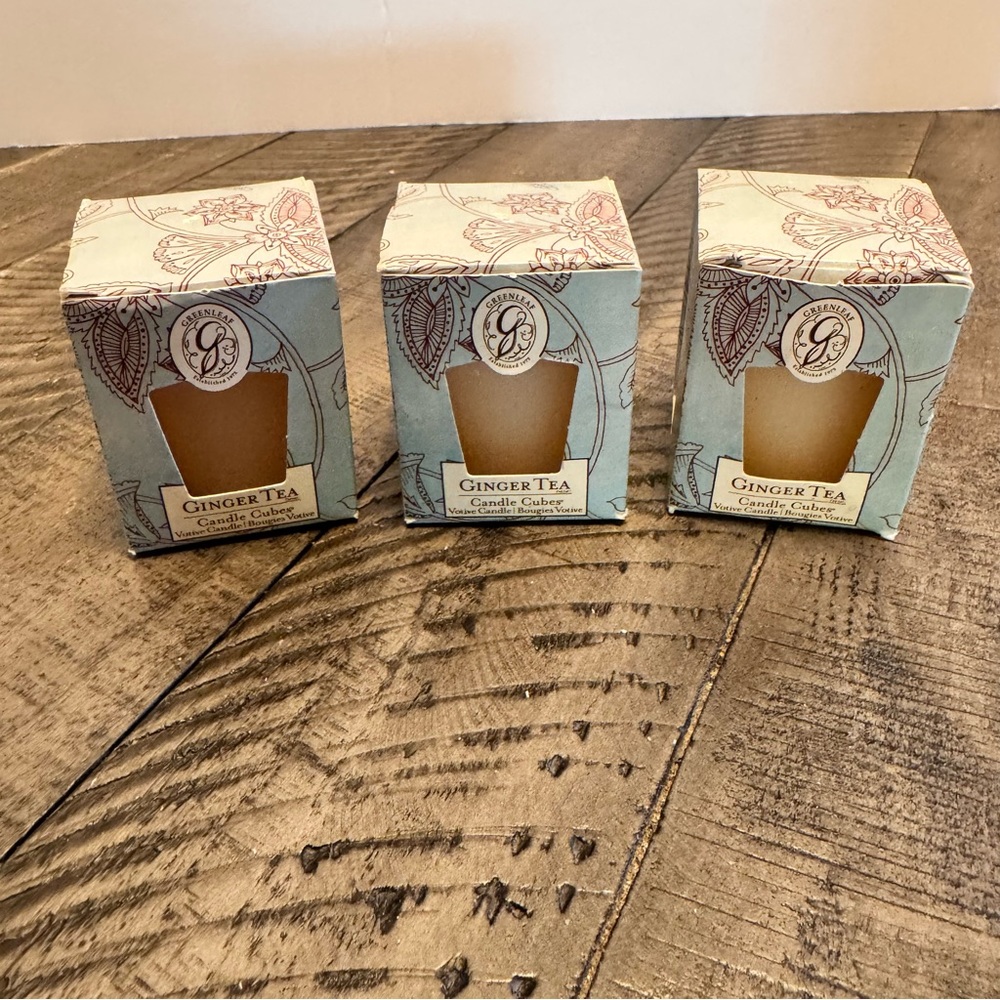 Greenleaf Ginger Tea‎ Scented Votive Candles Decor Lot of 3